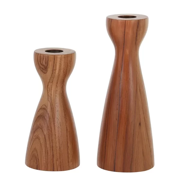 Dana set of 2 Wood Candleholders