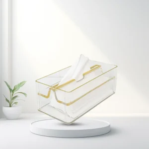 Clear Acrylic Tissue Box Holder Silver