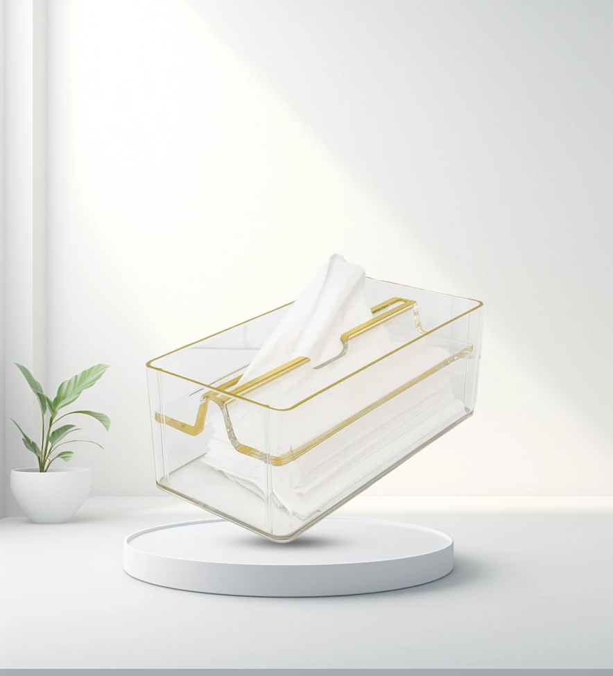 Clear Acrylic Tissue Box Holder Silver