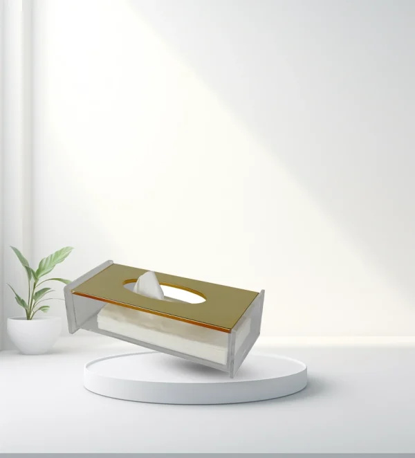 Lacquered Gold Rectangular Tissue Box