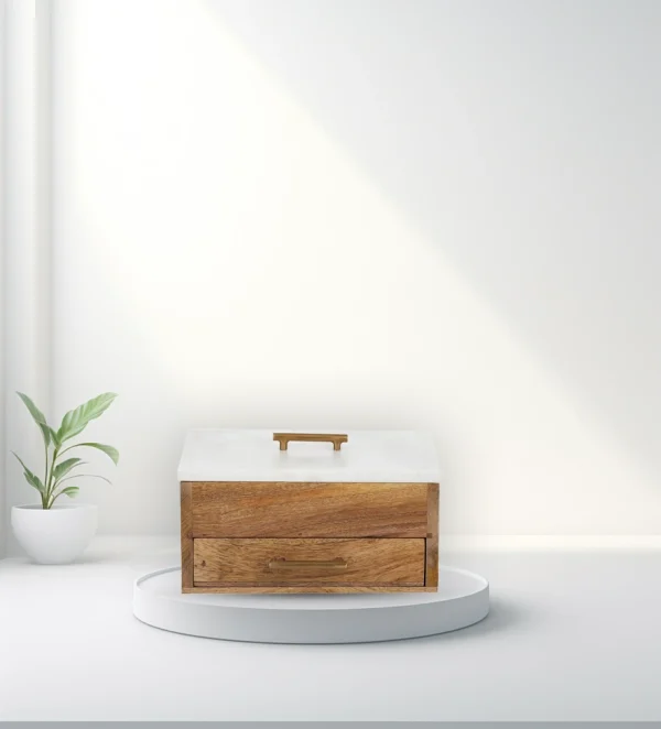 MARCO MARBLE/WOOD JEWEL BOX 24X16X12CM