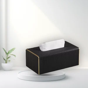 Black tissue box cover leather