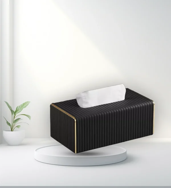 Black tissue box cover leather