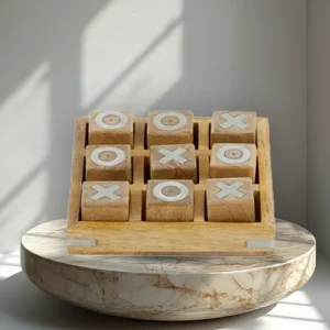 NOUGHTS & CROSSES 14.5X3.5CM NAT/SILVER