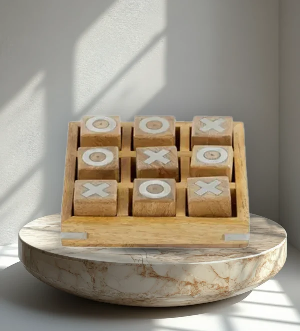 NOUGHTS & CROSSES 14.5X3.5CM NAT/SILVER