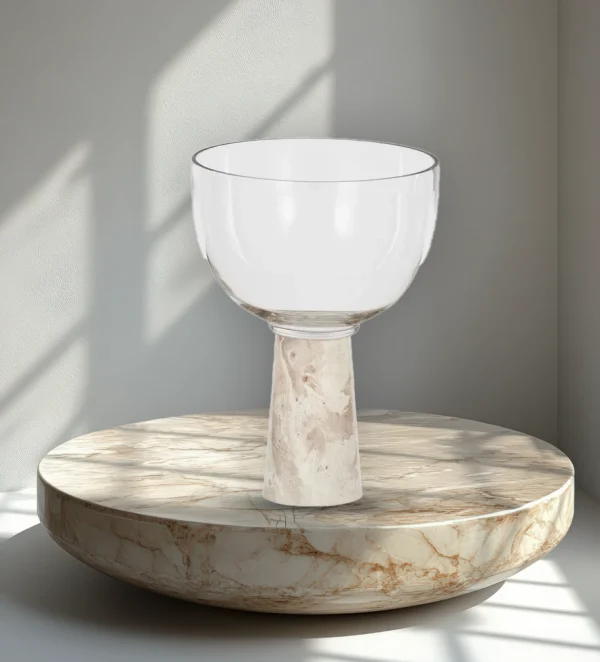 Fiva Glass/Marble Footed Bowl