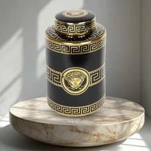 Olga ceramic gold and black canisters