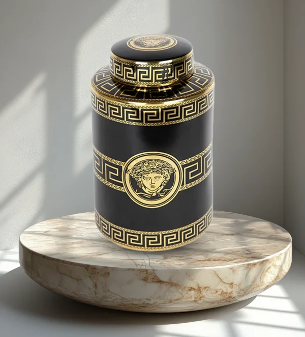 Olga ceramic gold and black canisters