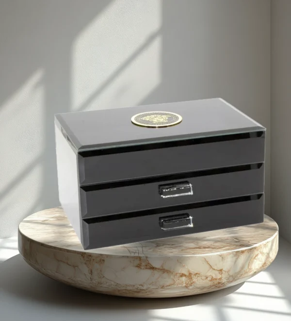 BOX-GLASS-2DRAWER-MEDUSA-BLACK