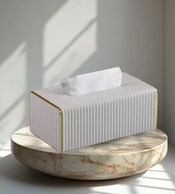 White Tissue box cover leather