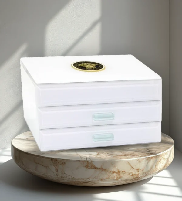 BOX-GLASS-2DRAWER-MEDUSA-WHITE