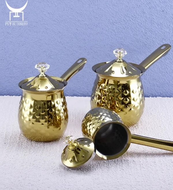 3 pce gold stainless coffee pot set