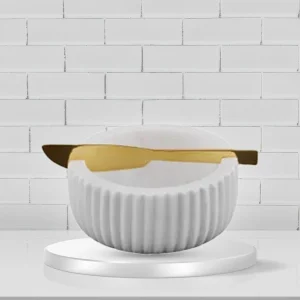 MARA 2PC MARBLE SERVING BOWL 12X5CM WHT