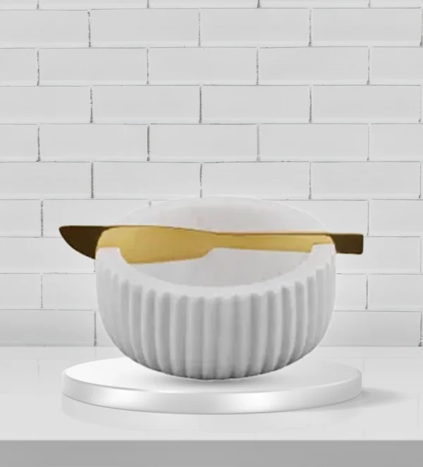 MARA 2PC MARBLE SERVING BOWL 12X5CM WHT