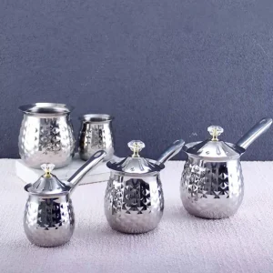 3 pce silver stainless coffee pot set