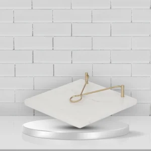 MIRA MARBLE/BRASS NAPKIN HOLDER 20CM WHT