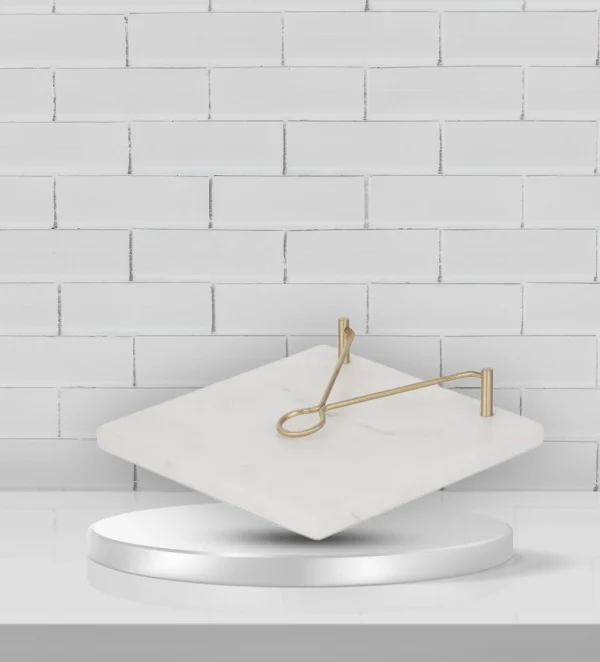 MIRA MARBLE/BRASS NAPKIN HOLDER 20CM WHT