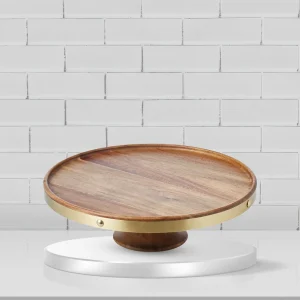 Acacia and Brass Cake stand