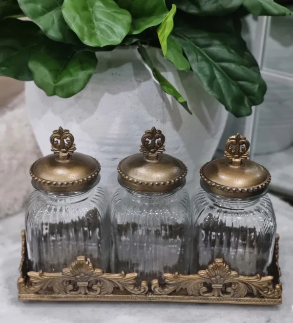 Vintage jar and tray set