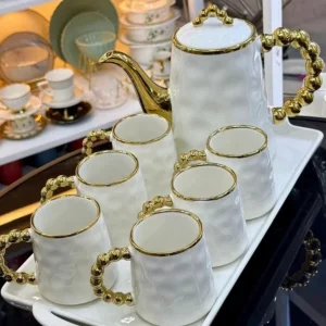 Gold Beaded Ceramic Teaset