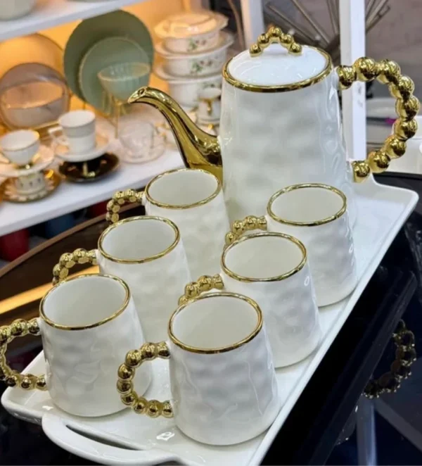 Gold Beaded Ceramic Teaset