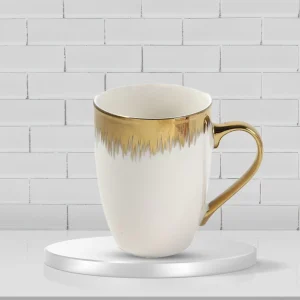 Ceramic Coffe Mug Latte Mug Golden Rain Abstract Design Print 8.2*10.5 cm