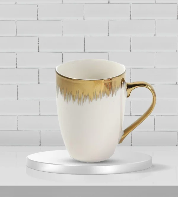 Ceramic Coffe Mug Latte Mug Golden Rain Abstract Design Print 8.2*10.5 cm