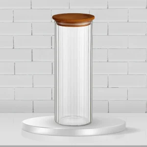 ELEANOR GLASS/WOOD CANISTER