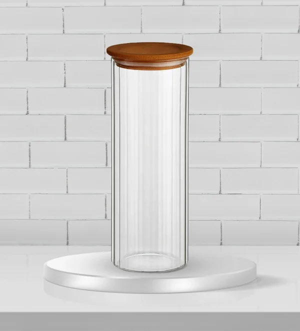 ELEANOR GLASS/WOOD CANISTER