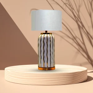 Pinstripe white/gold lamp